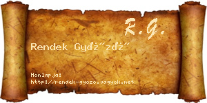 Rendek Győző névjegykártya